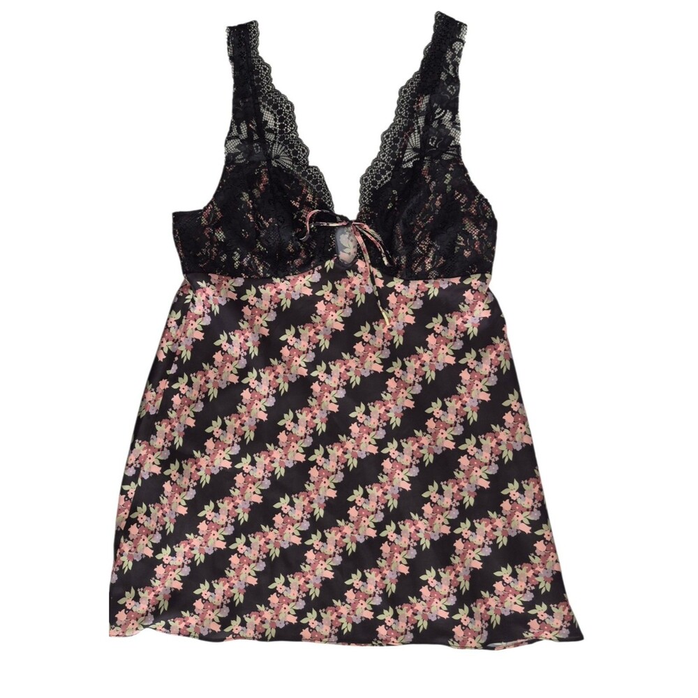 New Intimately Free People Chemise Women's Sz Medium Black Lace Floral Print $98 - Picture 2 of 16
